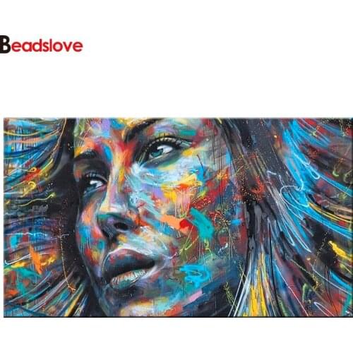 5 d diamond painting abstract woman 3d diy handmade,full square round diamond embroidery rhinestones portrait home art