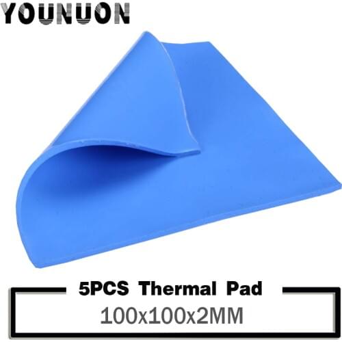 5PCS 100mm*100mm*2mm Thermal Pad GPU CPU Heatsink Cooling Conductive Silicone Pad 2mm Thickness Heatsink Pad