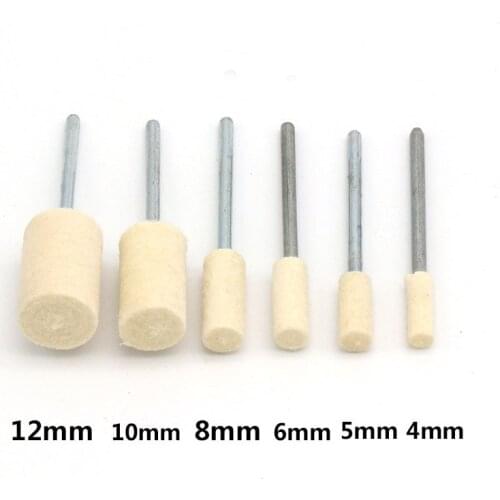 5Pcs/lot Cylinder Wool Felt Mounted Polishing Grinding Buffing Wheel with 2.35mm Shank Grinder Drill Rotary Tools 4/6/8/10/12mm