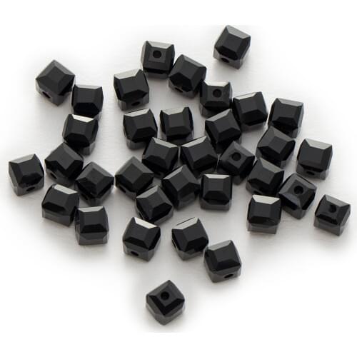50 Piece Black Cut Faceted Crystal Glass Cube Spacer Beads DIY Fit Necklace Bracelet Making For Women Jewelry Making 4-8mm