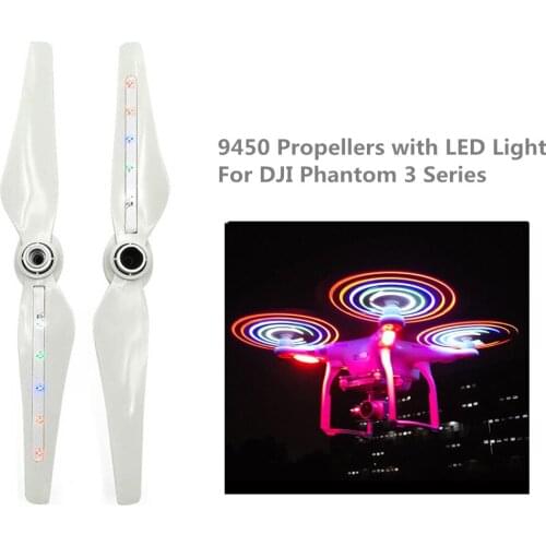 9450 Quick-Release Propellers with Rechargeable LED Light for DJI Phantom 3 Series