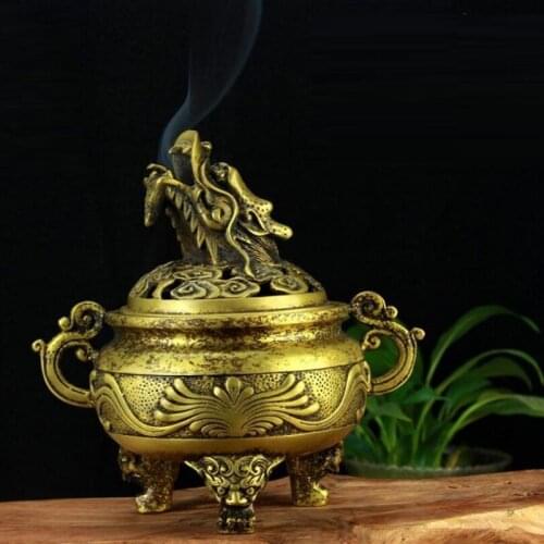 Pure copper incense burner stove antique faucet incensory sandalwood stove home furnishings