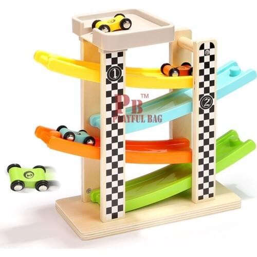 Boy baby wooden toy car model slide track childrens car puzzle preschool education set The best gift for your child
