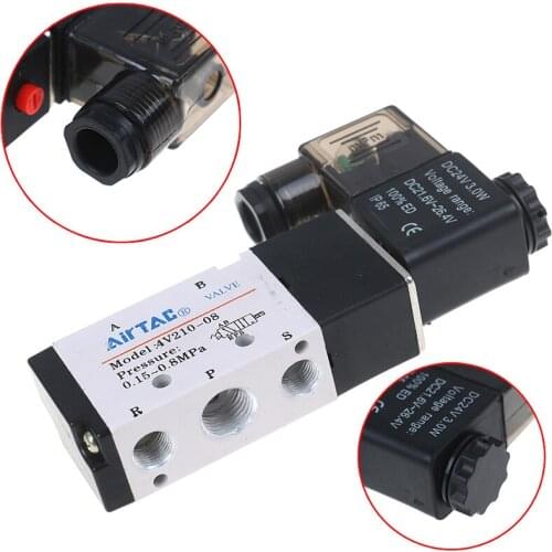 4V210-08 DC24V The electromagnetic valve AC220V 3.5VA Two-position five-way directional valve air valve 210 valve body + coil