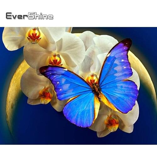Evershine Diamond Painting Butterfly 5D DIY Diamond Embroidery Mosaic Flowers Picture Rhinestone Handmade Kits Home Decoration