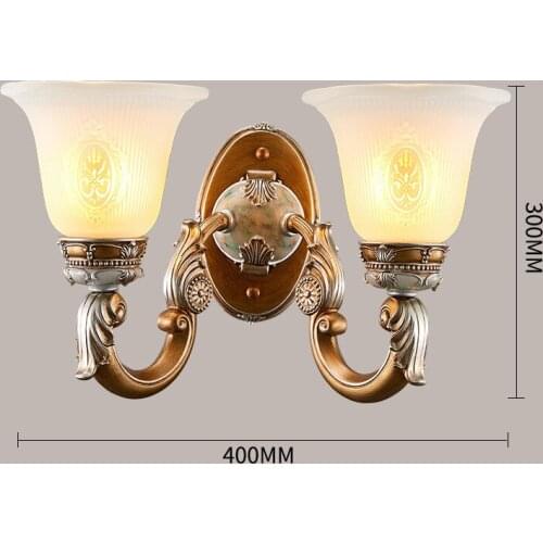 European Retro LED Resin Glass Villa Living Room Dining Room Bedroom Aisle Wall Lamp AC110V 220V