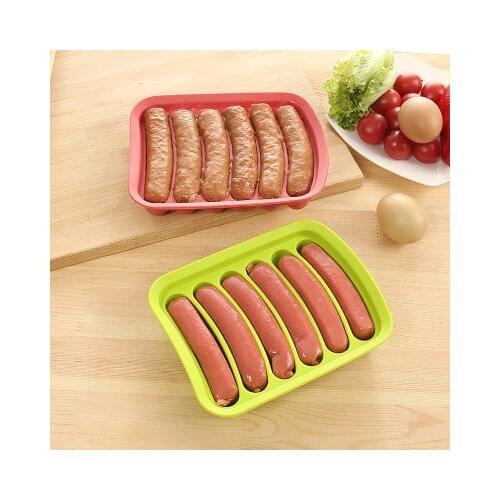DIY Sausage Making Mold Silicone Burger Hot Dog Maker Mould With 6 Cavity Patty Makers Microwave Oven Safe Gadgets H504