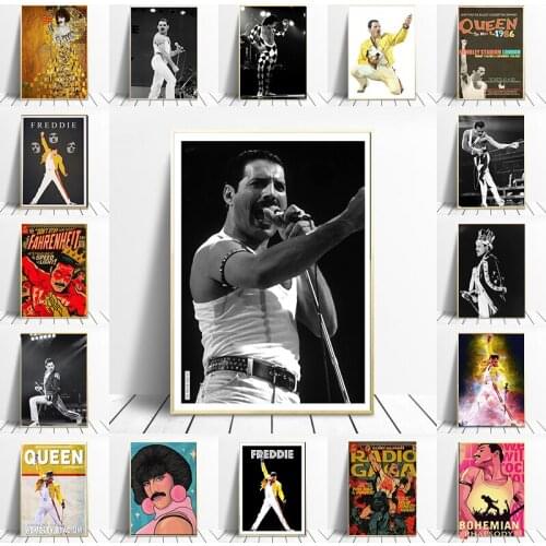 Freddie Mercury Bohemian Rock Music Star Poster Wall Art Canvas Painting and Printmaking Bedroom Living Room Home Decoration