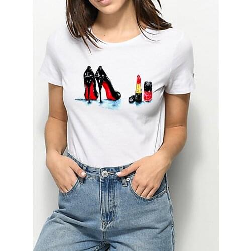 2020 New T-shirt for Women Sexy Trendy Print Top High Heeled Top Female T Shirts Harajuku 90s Fashion Tees Ladies Clothes