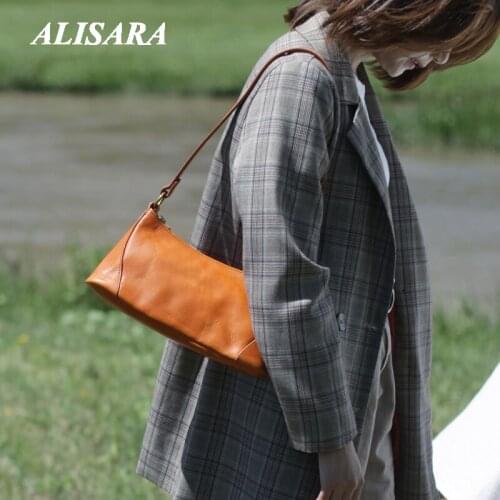 Bag personalized leather handbag japanese Crossbody Small girl Original design real cowhide Premium One Shoulder Armpit Bag