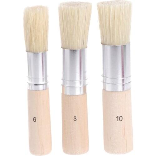 3Pcs Wooden Stencil Brush Hog Bristle Brushes Acrylic Watercolor Oil Painting Drop Shipping Support