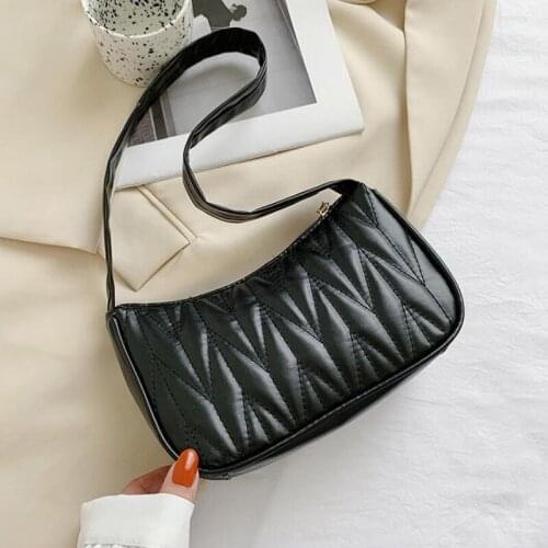 Fashion Designer Shoulder Bag Embroidery Plaid Women Handbags Exquisite Pu Leather Female Underarm Baguette Bags