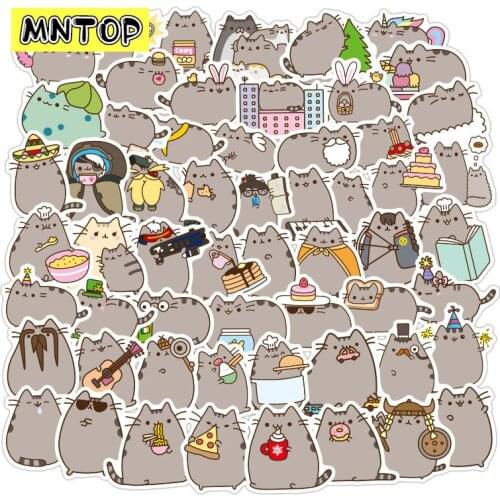 10/30/50/100pcs/lot Cute Gray Cat Cartoon Stickers For Laptop Luggage Motorcycle Phone Skateboard Childrens Toy Sticker