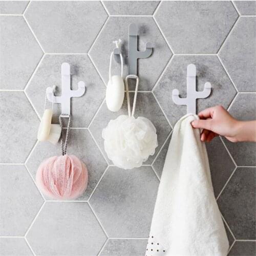 New 200pcs/lot Cactus Shaped Hooks Self Adhesive Clothing Display Racks Key Holder Wall Hook Coat Hanger Cap Decor Show Holder
