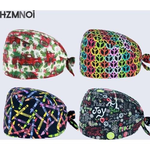 New Product Colorful Printed Nurse Cap Surgical Cap Pet Hospital Surgeon Cap Dentist Cap Beauty Salon Chef Dustproof Scrub Cap