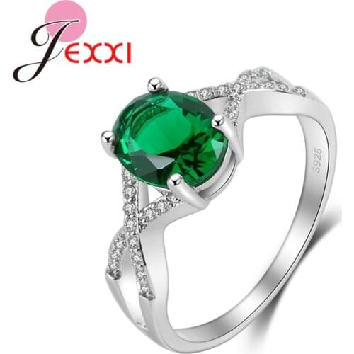 Charming Hollow Cross Rings High-Quality 925 Sterling Silver Jewelry Mosaic Oval Green Zircon Shiny Women Proposal Bague