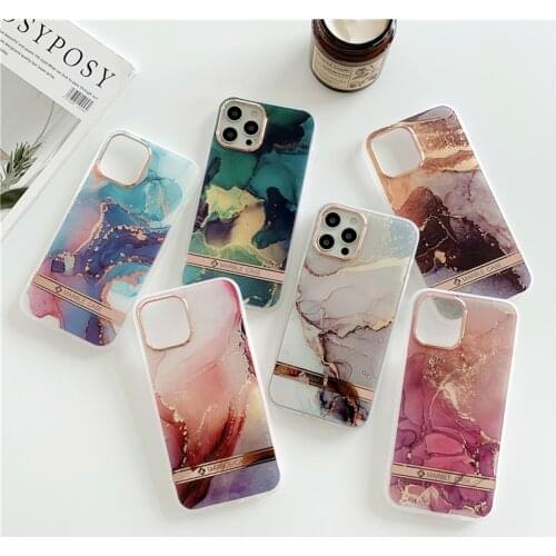 Original Vintage Electroplating Marble Case For iPhone 11 12 Pro XS Max X XR 7 8 Plus SE 2020 Plain Soft Shockproof Back Cover