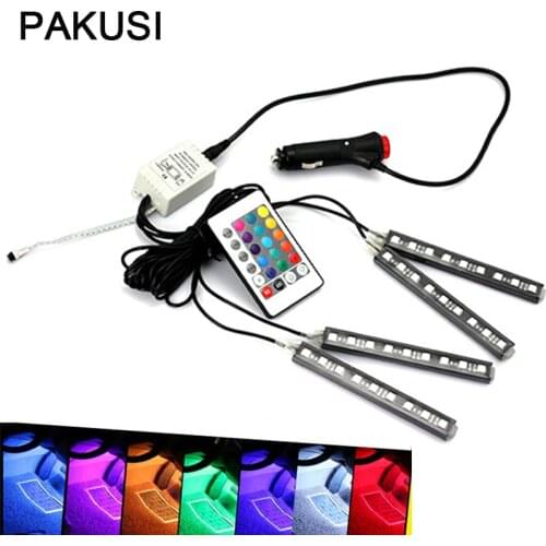 PAKUSI Car RGB LED DRL Strip Light with Remote Control Atmosphere Lamp For Mazda 3 6 Lada granta for universal car accessories