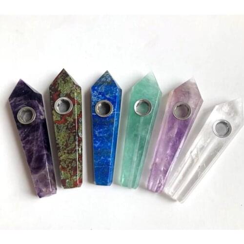 Natural gemstone mixed materil smoking pipes crystal healing stones for gifts 1pcs
