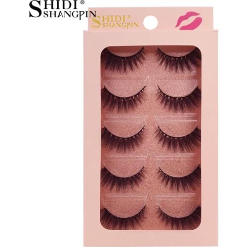 SHIDISHANGPIN 5 pairs lash plastic cotton stalk 3d mink eyelashes makeup hand made fake eye lashes natural long mink lashes G900
