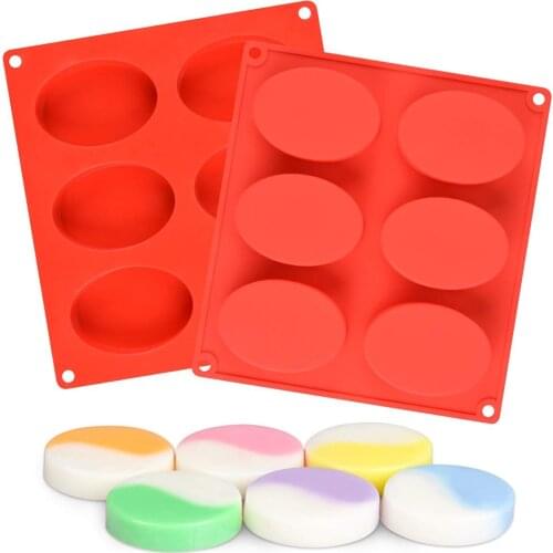 6 Cavity 3D Oval Silicone Soap Mold for Handmade Craft DIY Soap Making Tools Molds Food Grade Silicone Soap Form Loaf Mould
