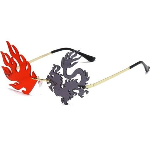 New Personality Frameless Dragon Phoenix Sunglasses Unisex Trendy Dance Party Concave Shape Sunglasses Fashion Hip-Hop Glasses