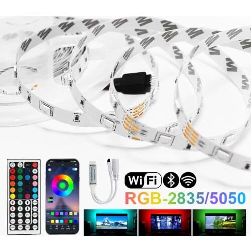 LED Strips Lights Bluetooth Iuces DC12V 5M 10M 15M 20M Color RGB 5050 SMD 2835 Waterproof WiFi Flexible Lamp Tape Ribbon Diode