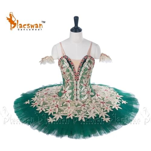 Green Velvet Gold Trims La Esmeralda Ballet Tutu Costume professional classical ballet tutus girls pancake tutu nutcracker BT683
