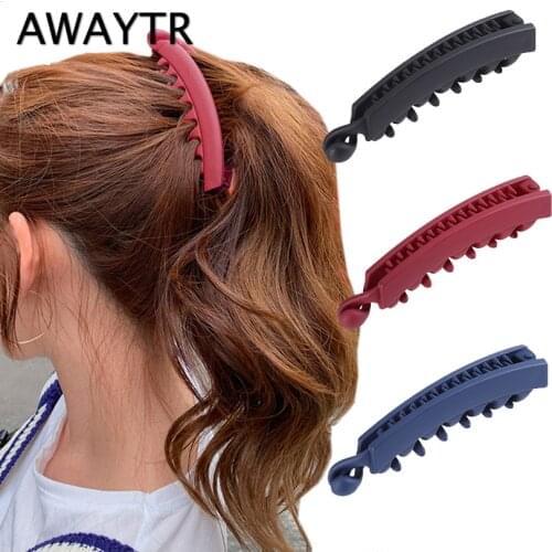 AWAYTR 2021 Summer Hair Accessories Banana Hair Clip For Lady Environmental ABS Tines Crab For Hair Twist Hair Pin For Girls