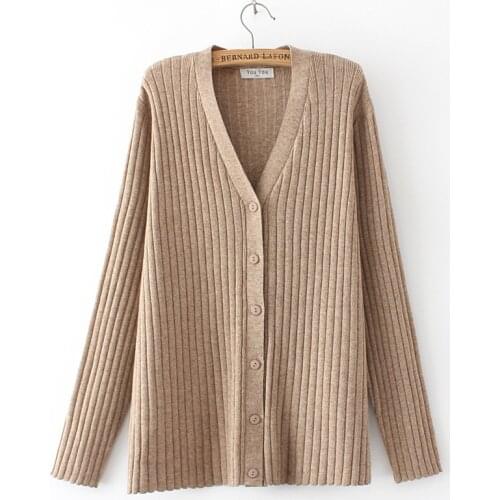 Cardigan Women Vertical Striped Sweaters Autumn Winter V Neck Knitted Tops Single Breasted Jumper Plus Size Knitwear XXL/4XL