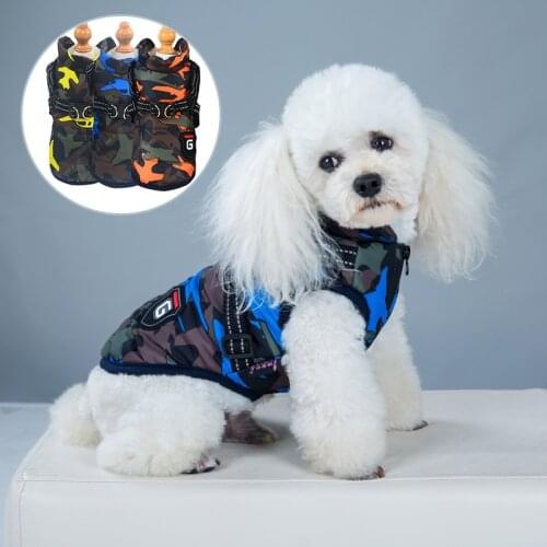 Pet Harness Vest Cat Dog Clothes Winter Thickened Camouflage Printing Cold Proof Dogs Cotton Padded Waistcoat Pets Jacket Coats