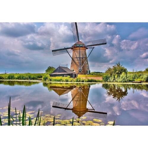 Scenic "Holland windmill" 5D DIY Diamond Painting Full Square/Round Diamond Embroidery Drill Picture of Rhinestones WG959