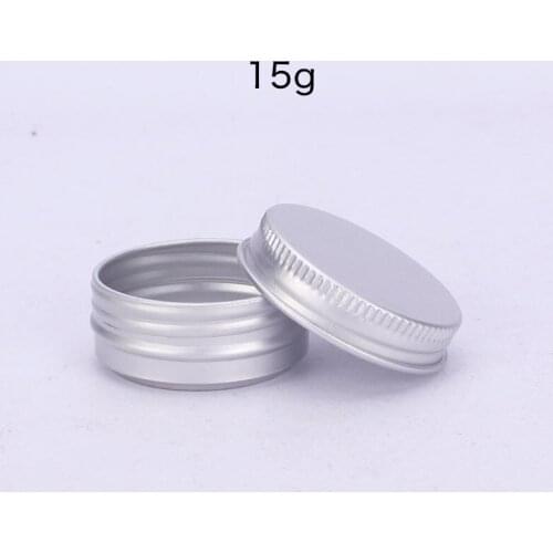 15g Silver Aluminium Makeup Oil Wax Box Reusable Jewelry Earphone Packaging Jars 15ml Sample Canisters Cap for Travelling 50pcs