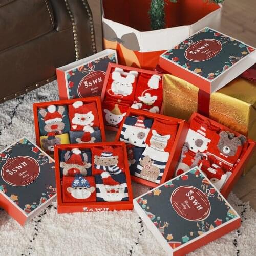 4pair/set Santa Socks Christmas Decoration for Home Merry Christmas Ornament Happy New Year Xmas Gifts