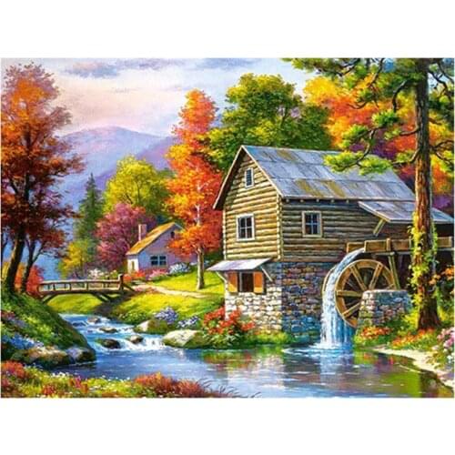 5D DIY Full Round/Square Diamond Painting Ldyllic Landscape 3D Embroidery Cross Stitch Rhinestone Mosaic Home Decor Y1128