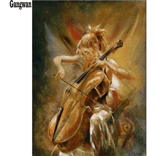 DIY,Full,5d,Diamond Embroidery,Diamond Painting Cello player,Cross Stitch,3d abstract girl Diamond Mosaic,Decoration,painting