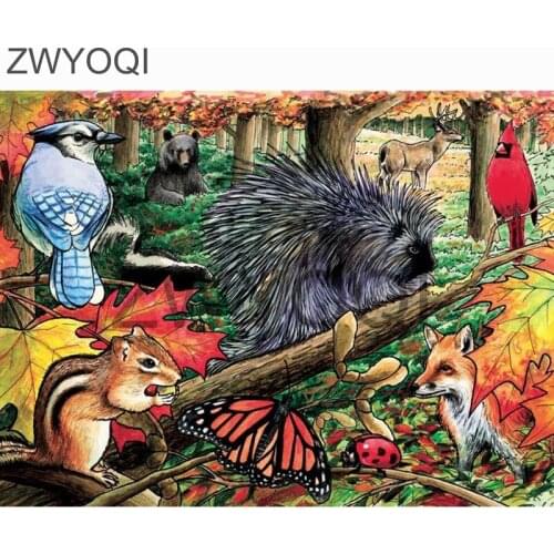 Full Round Diamond embroidery Hedgehog Full Square Diamond painting Cross stitch Hedgehog squirrel eagle DIY 3D Diamond mosaic