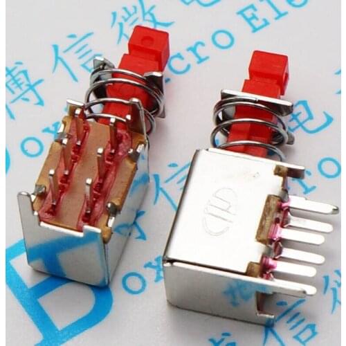 Free shipping 10PCS YT2131 Straight Button Switch PS-22F02 6Pin with lock button switch