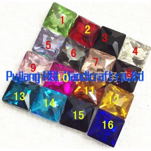 Free shipping 14mm 30pcs square stone pointback glass crystal fancy stone garment beads