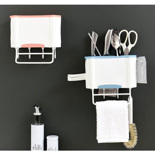 Household Chopstick Cage Wall Shelf Kitchen Storage Organizer Tableware Spoon Drain Holder Kitchen Item Storage Containers