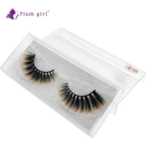 Wholesale Price Flash Girl E-08 Cruelty Free Colorful Eyelashes Thick Natural Long Fake Eyelash Handmade Mink Lashes