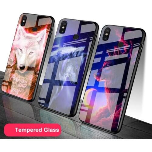 Animals Wolf Tempered Glass Phone Case For Redmi Note 5 6 7 8 9 Pro Note8T Note9S Redmi8 9 Cover Shell