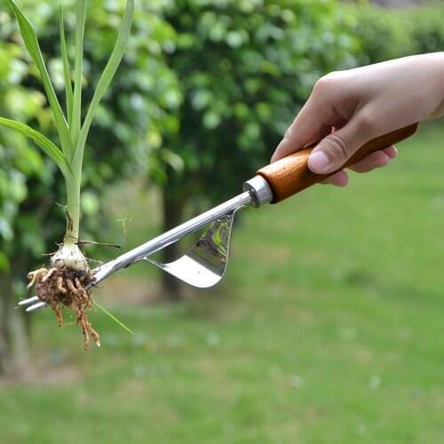 Wood Handle Stainless Steel Garden Weeder Hand Weeding Removal Cutter Dandelion Puller Tools Multifunction Weeder Transplant L3