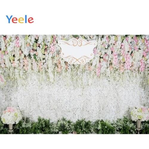 Wedding Ceremony Photocall Flower Wall Photo Backdrops Photographic Backgrounds Bridal Portrait Custom Vinyl For Photo Studio