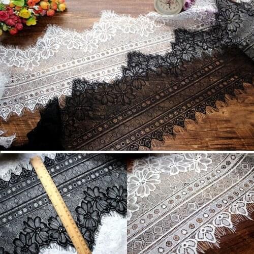 6 Meters Width 25cm Eyelash Soft Floral Classic Lace Trim Decoration Crafts Sewing Lace Trim For Dress Making Decoration