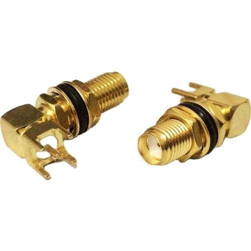 10pcs RF SMA Connector PCB Mount Female Right Angle Long Type with nu adapter Wholesale Fast Shipping