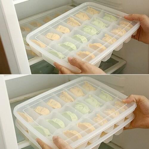 1Pc Food Storage Box Kitchen Fridge Freezer Dumplings Jiaozi Fruits Vegetable Fresh-Keeping Shelf Holder Fridge Crisper Containe