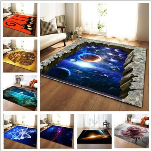 Nordic Carpet Soft Flannel Parlor Area Rugs 3D Printed Galaxy Space Anti-slip Mat Hallway Big Size Carpets for Living Room Decor