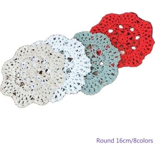 HOT Lace cotton placemat cup coaster mug kitchen dining Round table place mat cloth Crochet tea coffee doily party drink pad