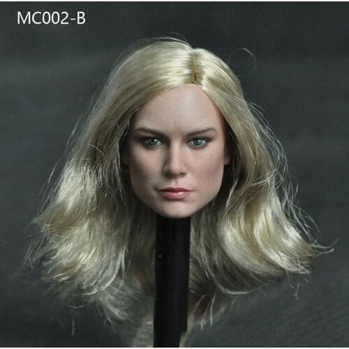MC002 1/6 female action figure doll head Brie Larson Female Head Sculpt with Long Golen Hair for 12inches Body Fans collection